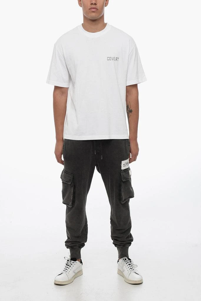 COVERT Solid Color Crew-neck T-Shirt with Printed Logo 4
