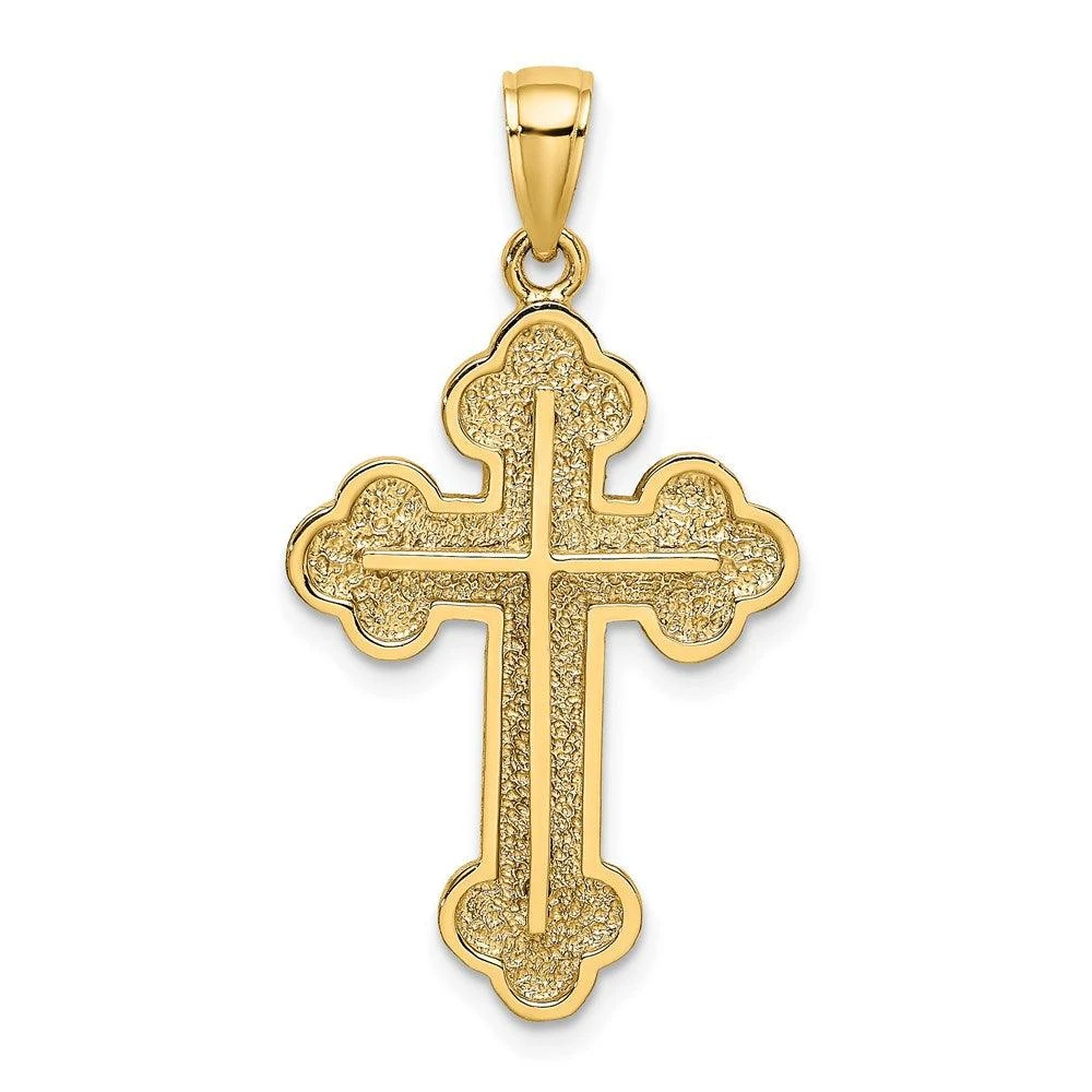 Diamond2Deal 14k Yellow Gold Textured Budded Cross Charm Pendant