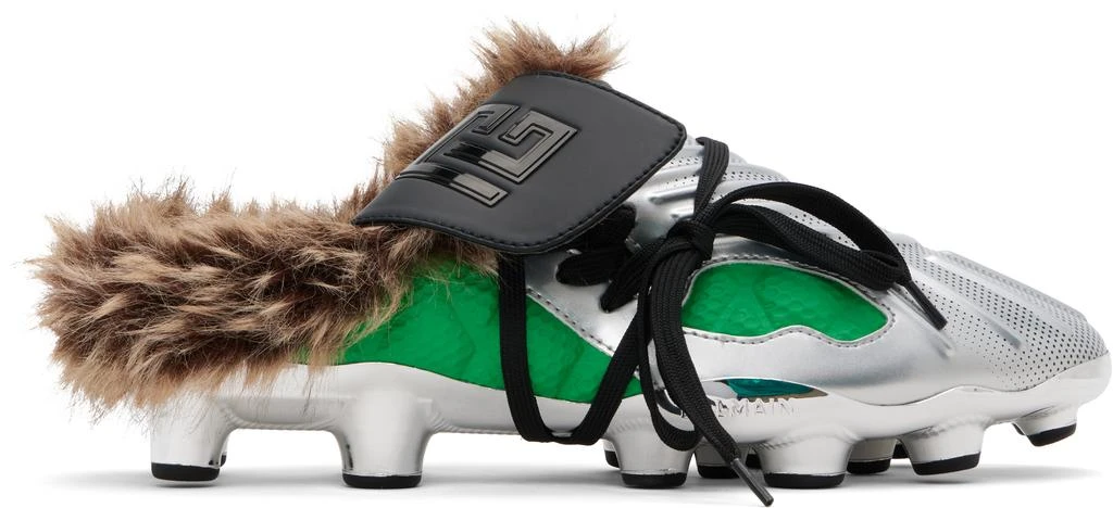 Balmain Silver
Green Half Time Faux Fur-Lined Mule Slip-on Loafers 1