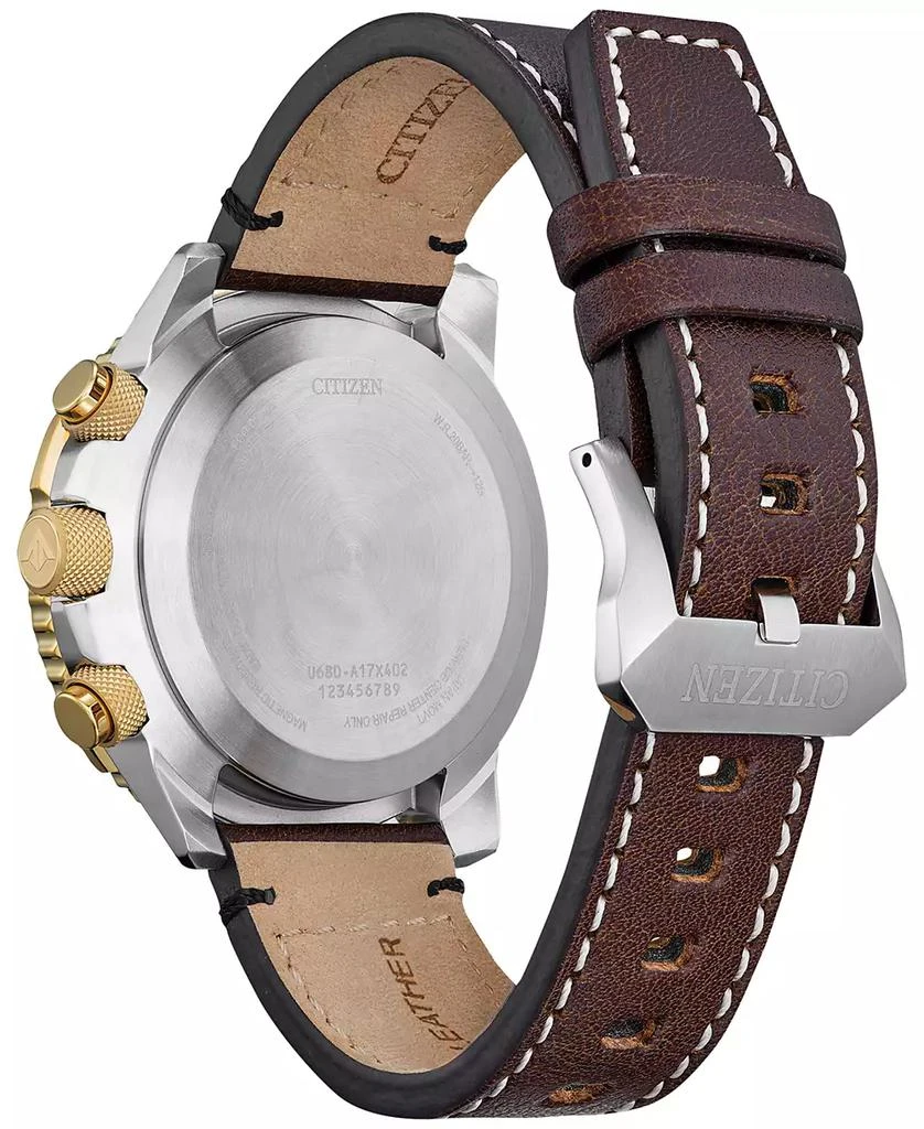 Citizen Eco-Drive Men's Chronograph Promaster Skyhawk Brown Leather Strap Watch 45mm 2