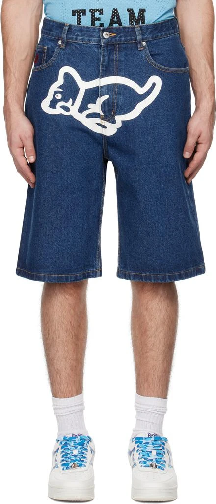 Icecream Blue Running Puppy Denim Shorts 1