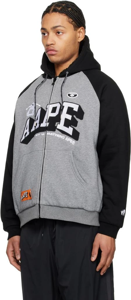 AAPE by A Bathing Ape Black & Gray Moonface Logo Zip-Up Reversible Hoodie 4