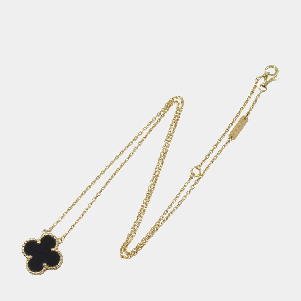 Van Cleef & Arpels Van Cleef & Arpels 18K Yellow Gold and Onyx Vintage Alhambra Pendant Necklace