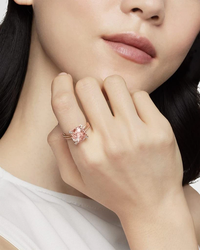 David Yurman Chatelaine 11mm Rose Gold  Ring with Morganite & Diamonds 6