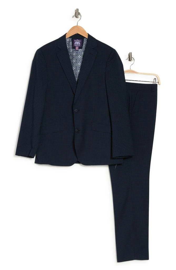 SAVILE ROW CO Navy Check Two-Button Notch Lapel Suit 6