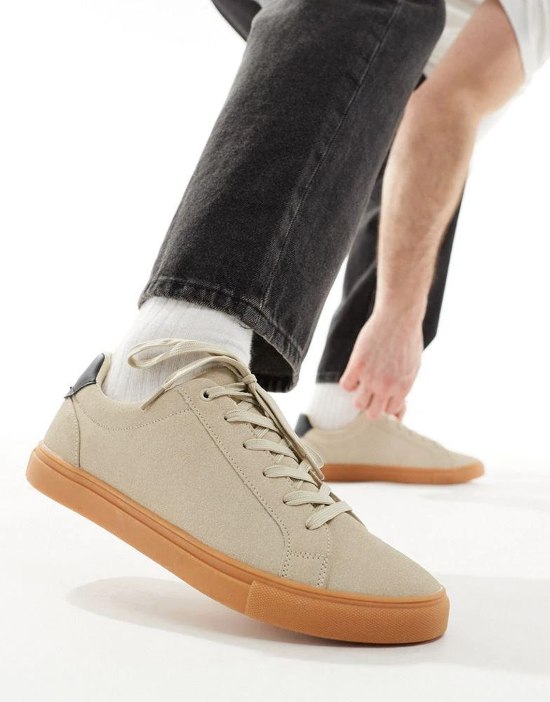 ASOS ASOS DESIGN beige suedette trainers with gum sole 5