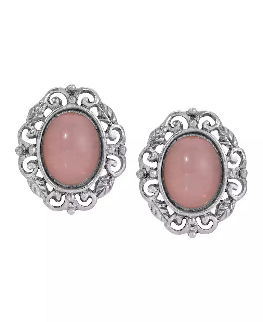2028 Glass Filigree Post Back Stud Earrings
