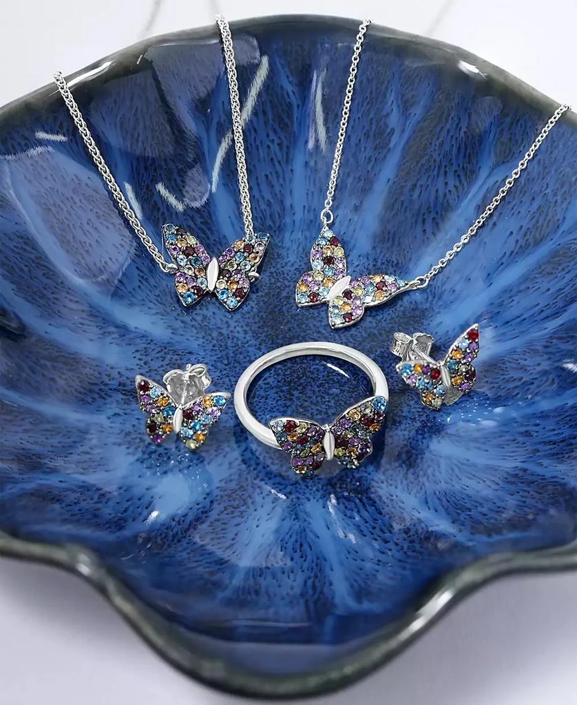 Macy's Multi-Gemstone Butterfly 17" Pendant Necklace (7/8 ct. t.w.) in Sterling Silver 3