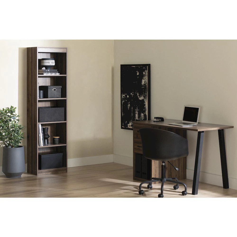 South Shore Furniture Axess 5-Shelf Narrow Bookcase, Natural Walnut 2