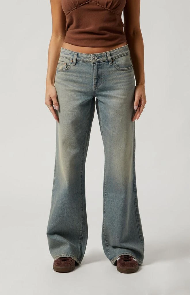 PacSun Casey Whisker Low Rise Baggy Jeans Light Indigo 2