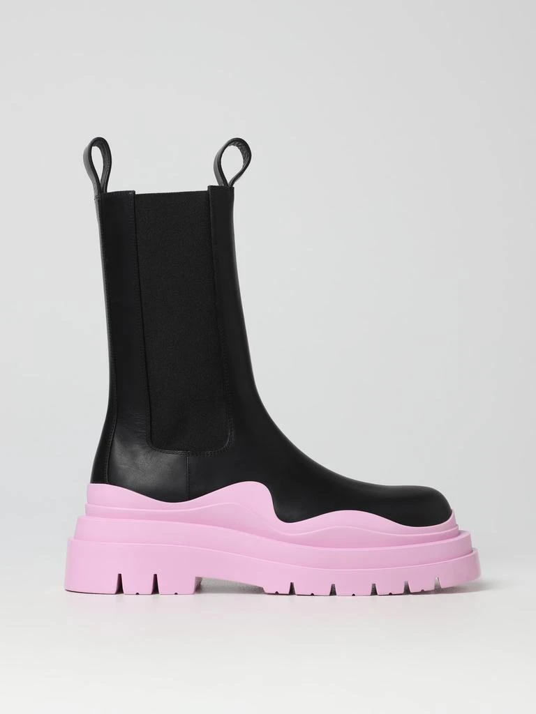 Bottega Veneta Black & Pink Tire Chelsea Boots - Shoes 