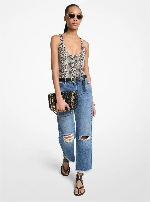 undefined Snake Print Scoop-Neck Bodysuit 1
