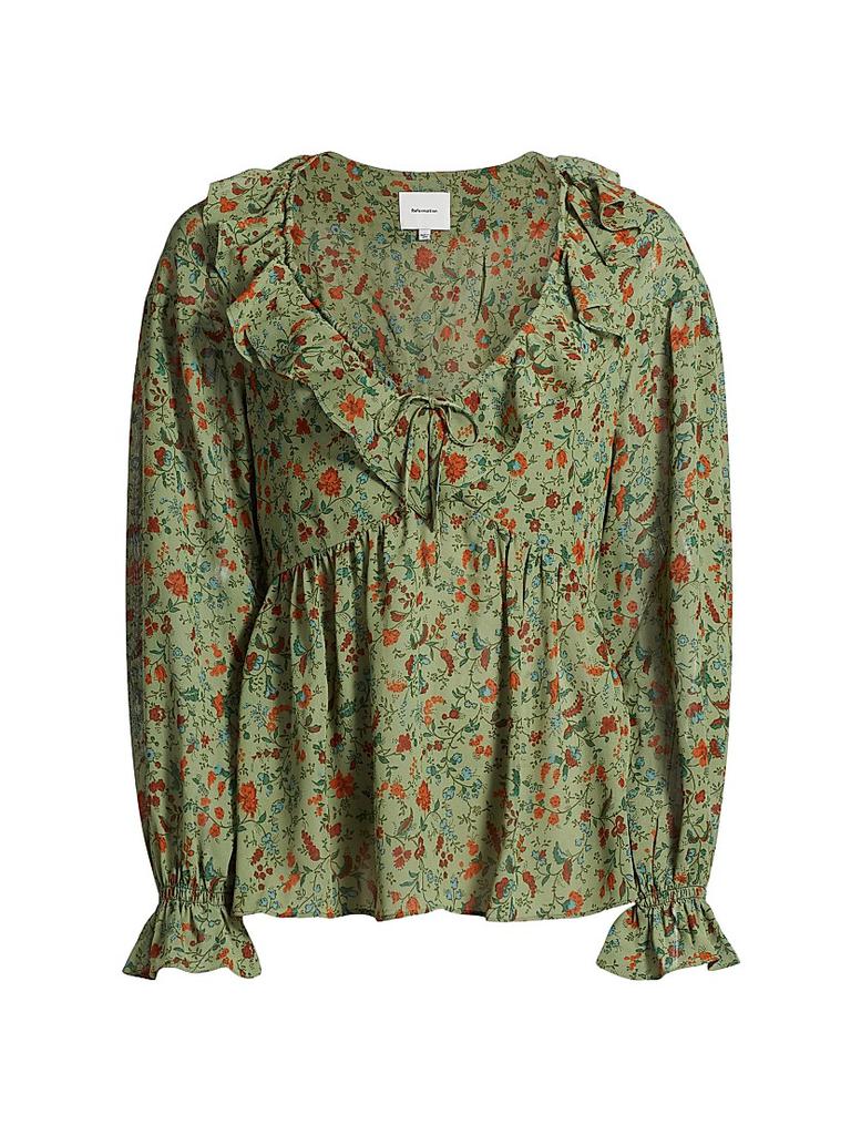 Reformation Wyn Floral Ruffled Top