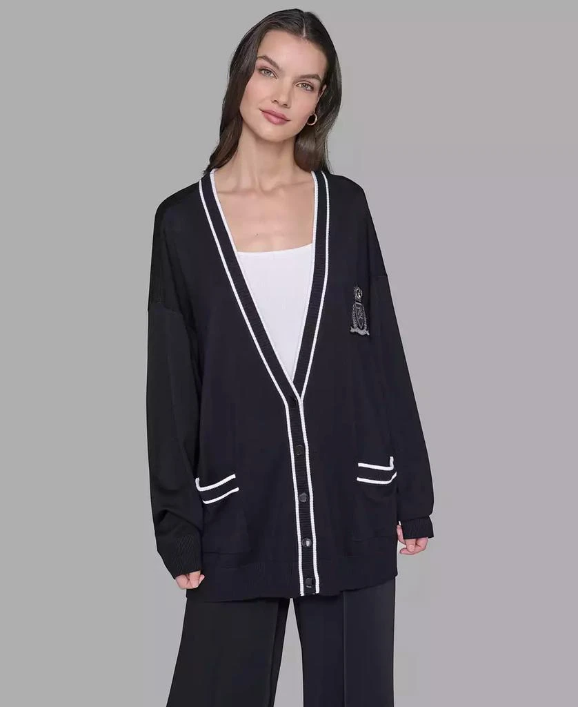 Karl Lagerfeld Paris Women's Patch Button Front Cardigan Sweater 1