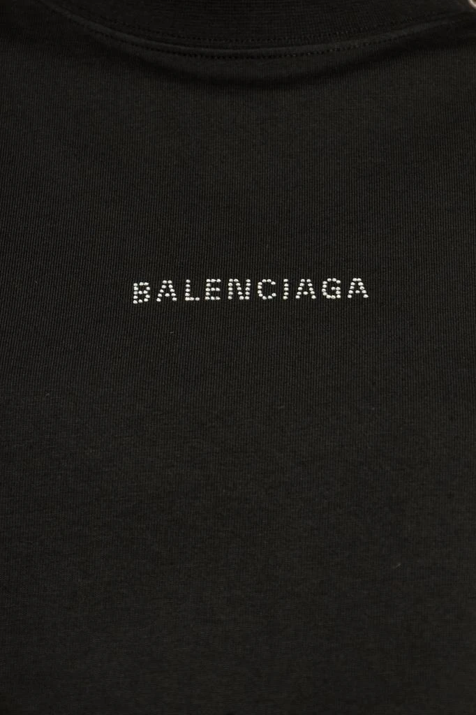 Balenciaga Balenciaga Logo Embellished Mockneck T-Shirt 4