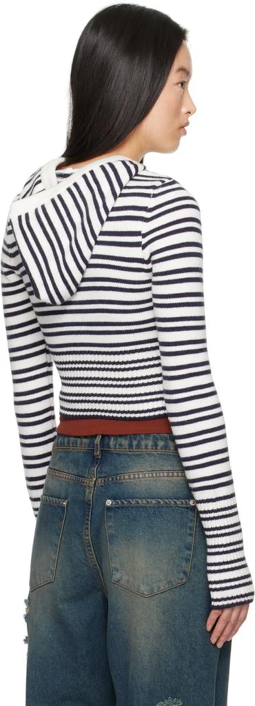 Frankies Bikinis Navy & White Aimee Knit Zip Up Hoodie 3