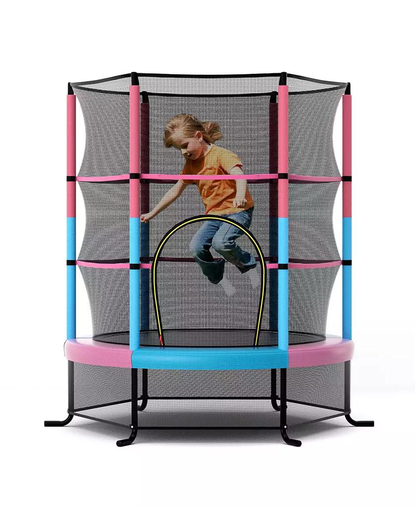 SKONYON 55 Inch Kids Recreational Trampoline Bouncing Jumping Mat with Enclosure Net