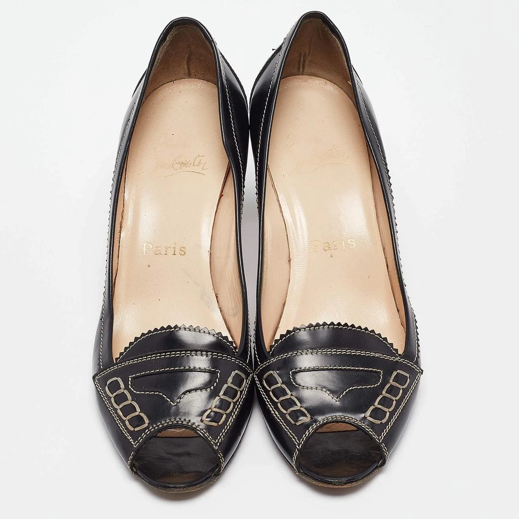 Christian Louboutin Christian Louboutin Black Leather Peep Toe Pumps Size 38.5 3