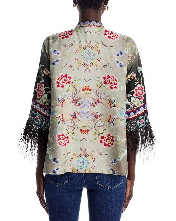 Johnny Was Lewella Silk Feather Trim Blouse 3