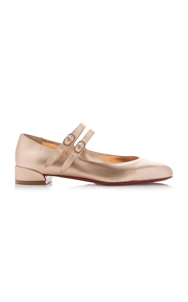 Christian Louboutin Christian Louboutin - Sweet Jane Metallic-Leather Flats - Neutral - IT 40 - Moda Operandi 1