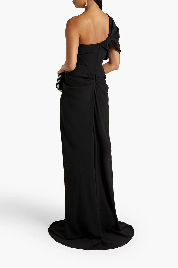RHEA COSTA One-shoulder draped cady gown 3