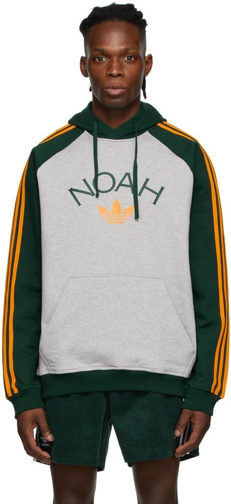 Noah Grey & Green adidas Originals Edition 3-Stripes Hoodie 1
