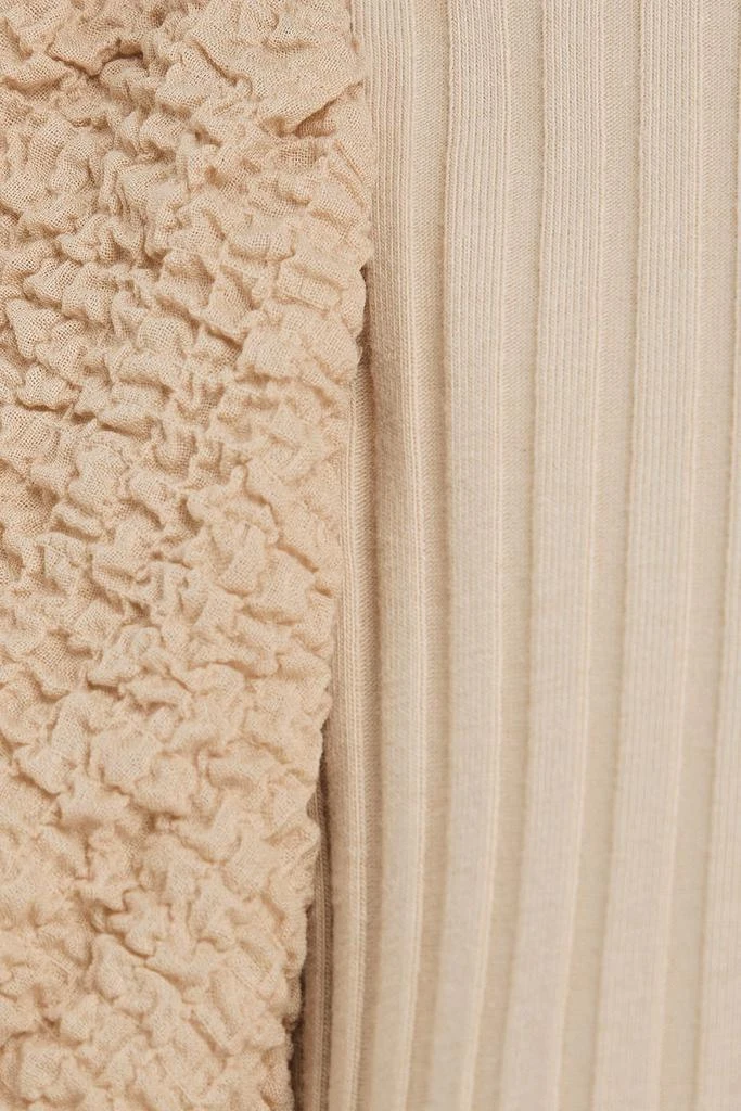 MOTHER OF PEARL Ribbed stretch-cotton and cloqué top 4