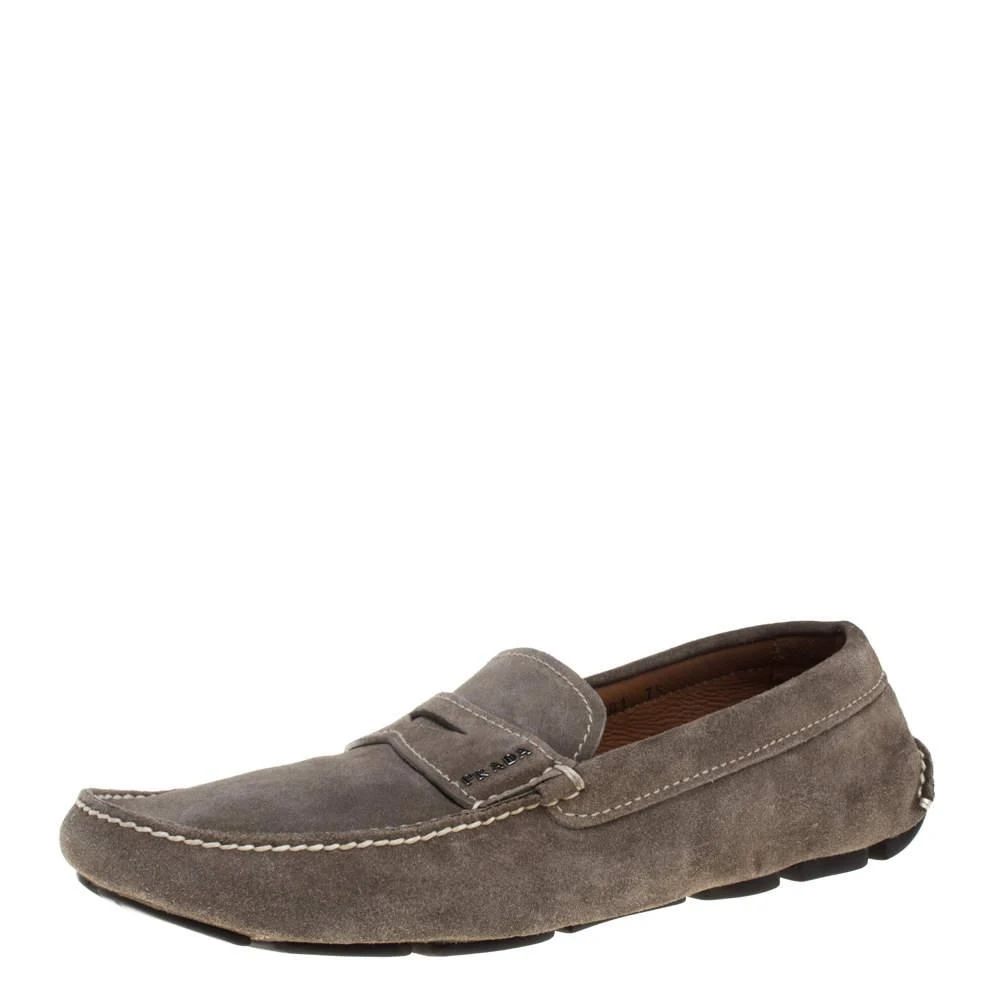 Prada Prada Olive Green Suede Penny Loafers Size 41.5 1