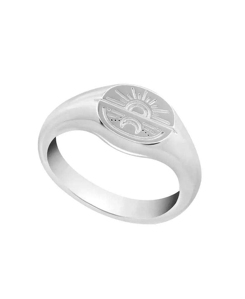 Essentials Silver Plated Sun Moon Disc Ring