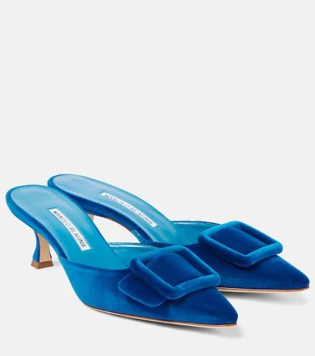 Manolo Blahnik Maysale 50 velvet mules 1