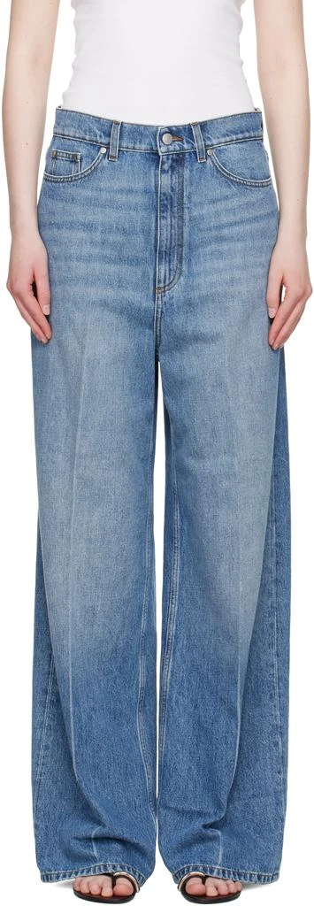 Stella McCartney Blue Faded Wide-Leg High-Rise Jeans 1