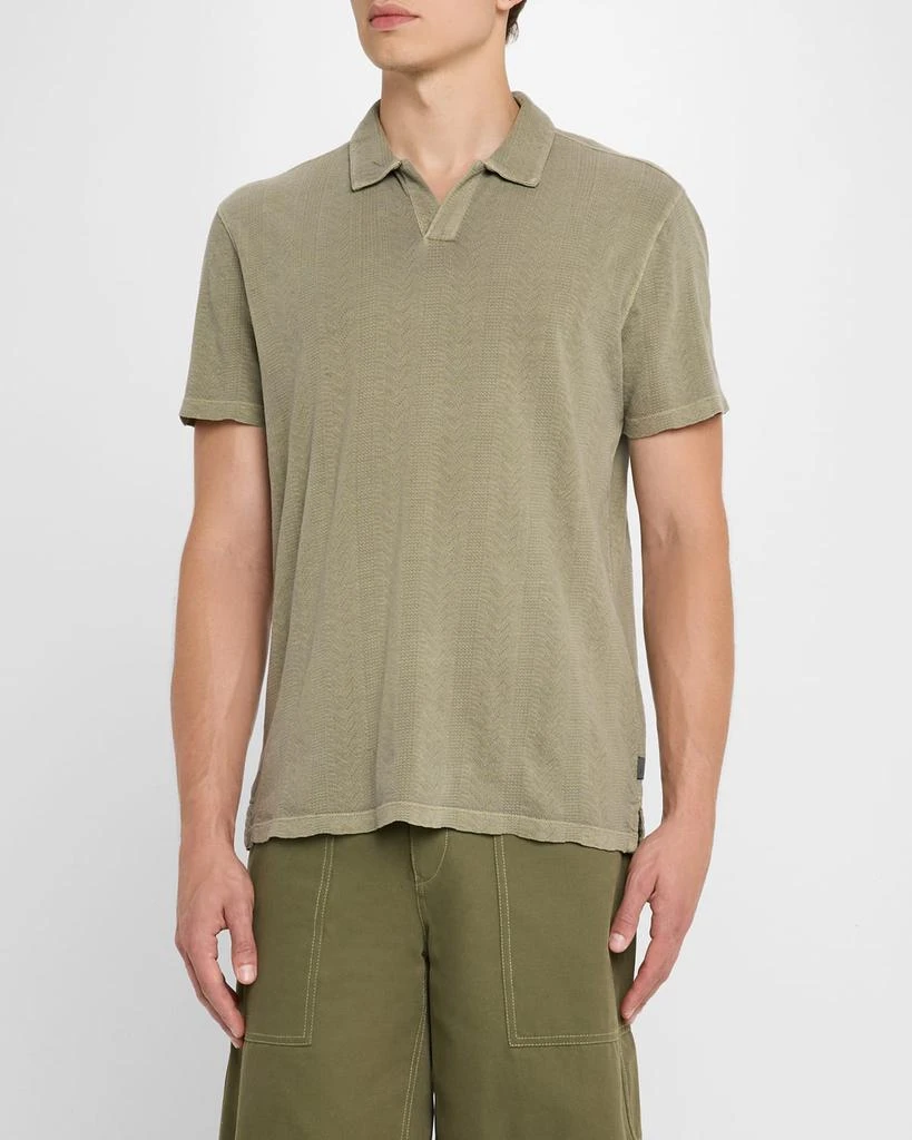 John Varvatos Men's Zion Jacquard Johnny Collar Polo Shirt 4