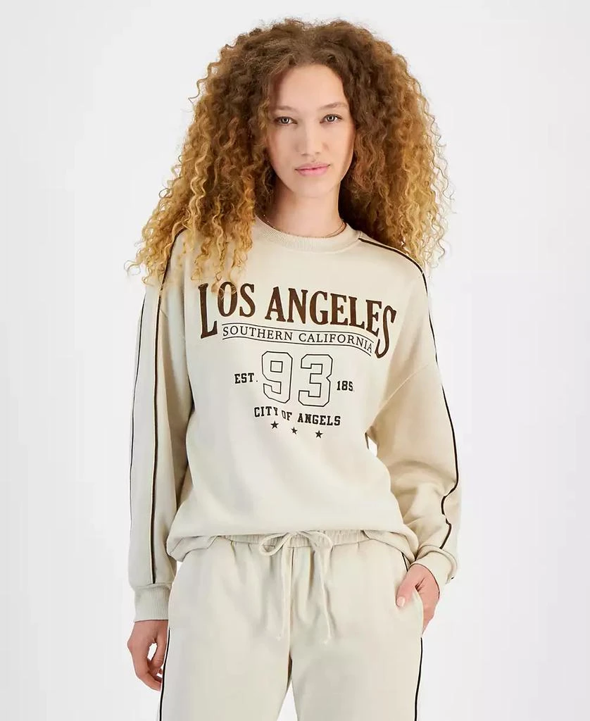 Rebellious One Juniors' Los Angeles Flocked Graphic Sweatshirt 1