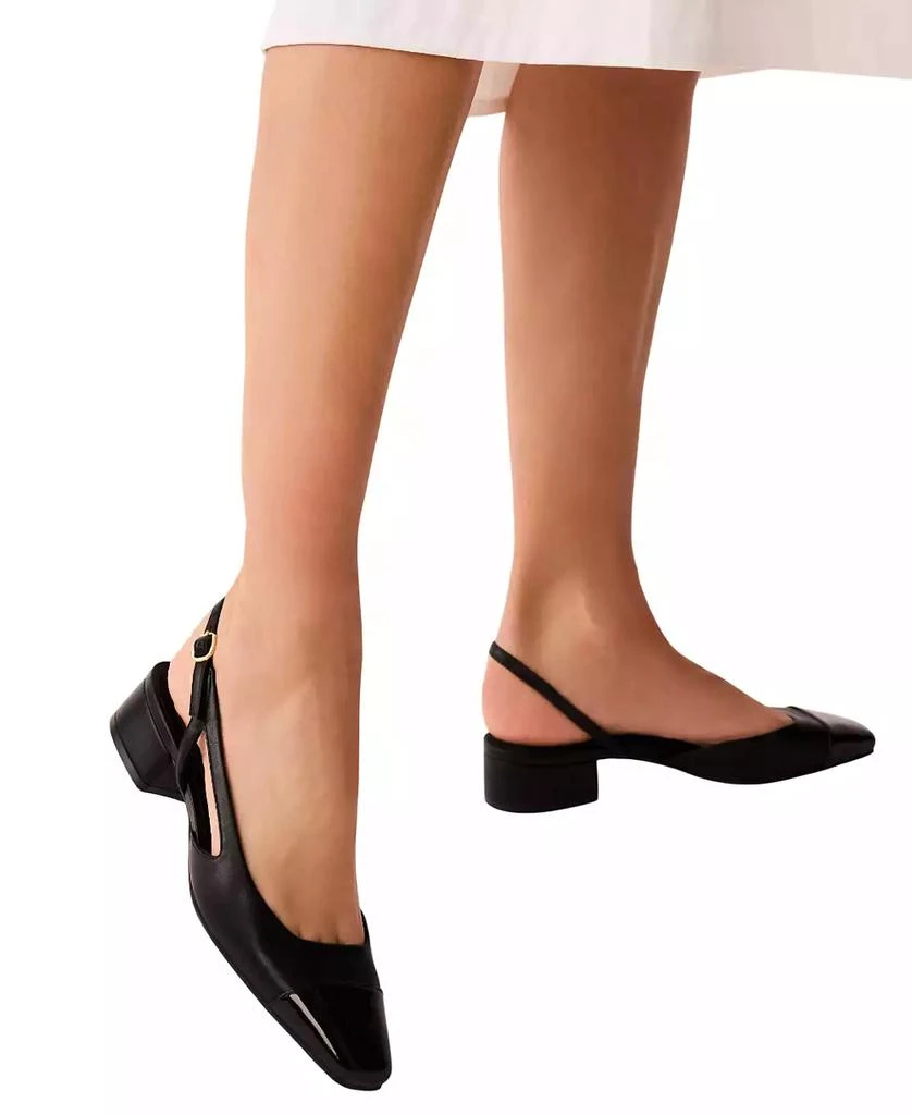 Anne Klein Women's Nia Block Heel Cap Toe Slingback Flats 9