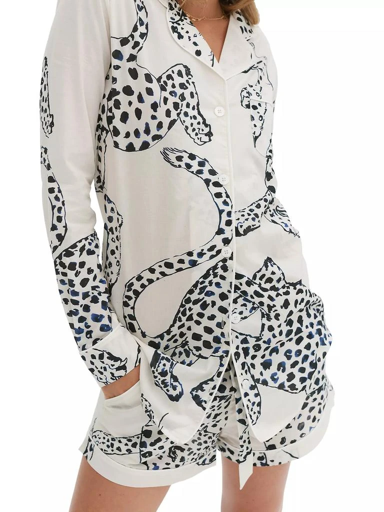 Desmond & Dempsey Jaguar Print Cotton Signature Pajama Set 4