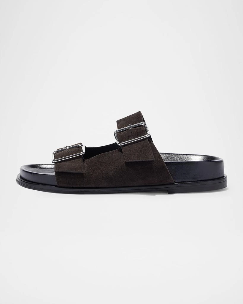 AEYDE Meena Suede Dual-Buckle Slide Sandals 1