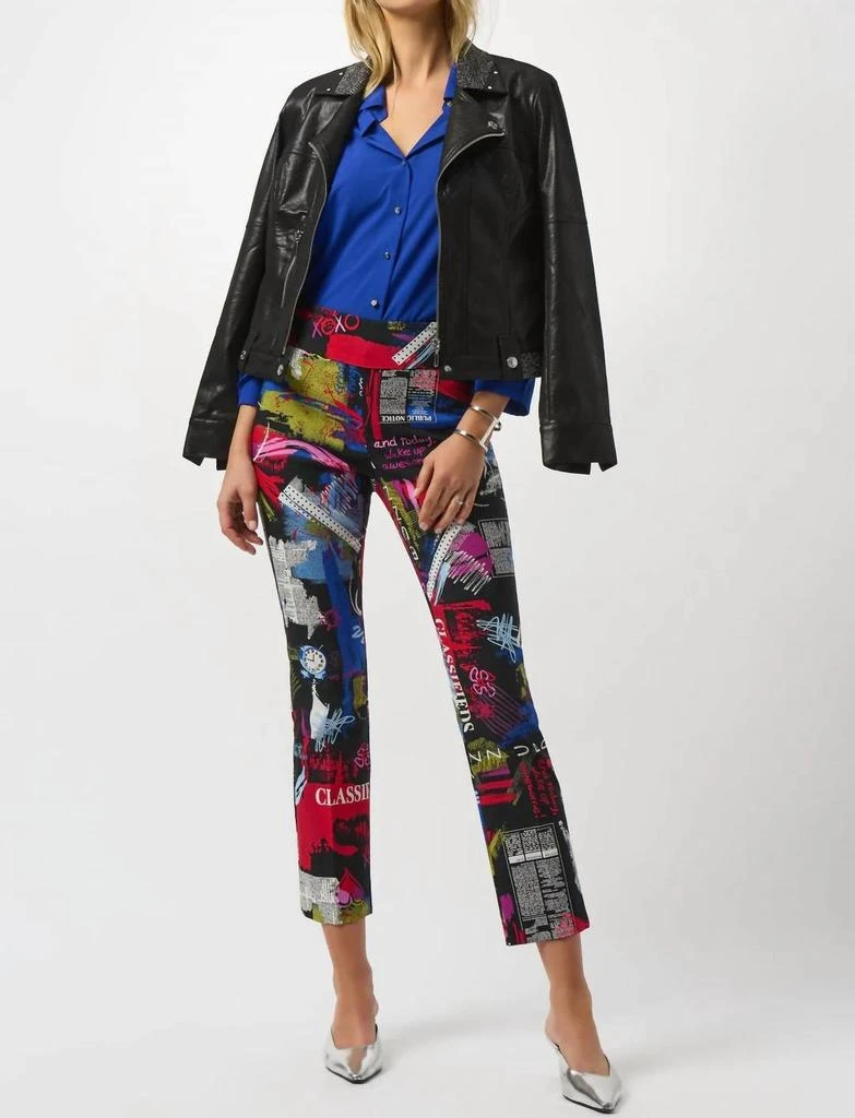 JOSEPH RIBKOFF Joseph Ribkoff - Foiled Faux Leather Moto Jacket 3