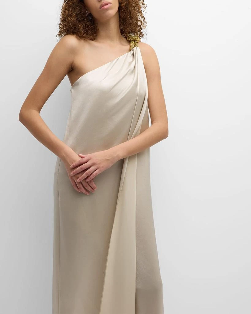 UNGARO Shae One-Shoulder Satin Maxi Dress 6