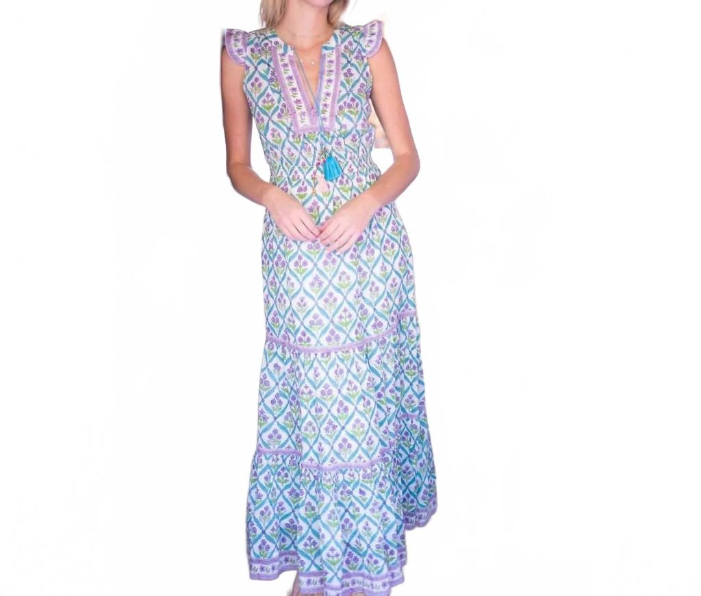 BELL Lola Maxi Dress In Turquoise Purple Diamond 2