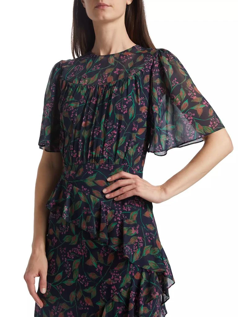 Saloni Vida Ruffled Silk Georgette Midi-Dress 6
