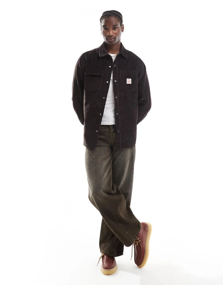Levi's Levi's Workwear Telegraph quilted cord overshirt jacket in brown 4
