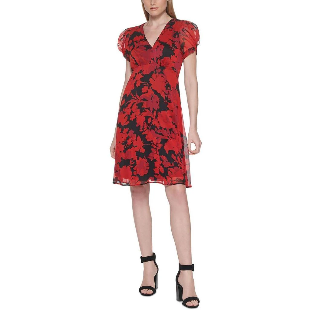 Calvin Klein Womens Empire Waist Puff Sleeves Fit & Flare Dress 1