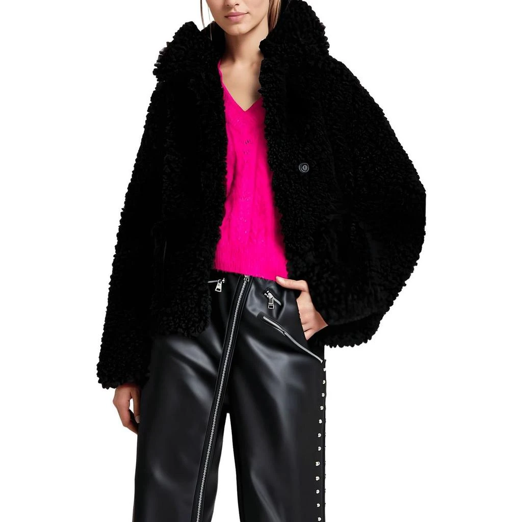 DKNY Womens Sherpa Long Sleeve Faux Fur Coat 3