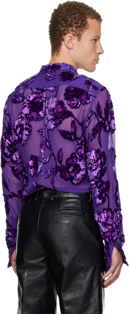 Dries Van Noten Purple Fitted Sheer Shirt 3