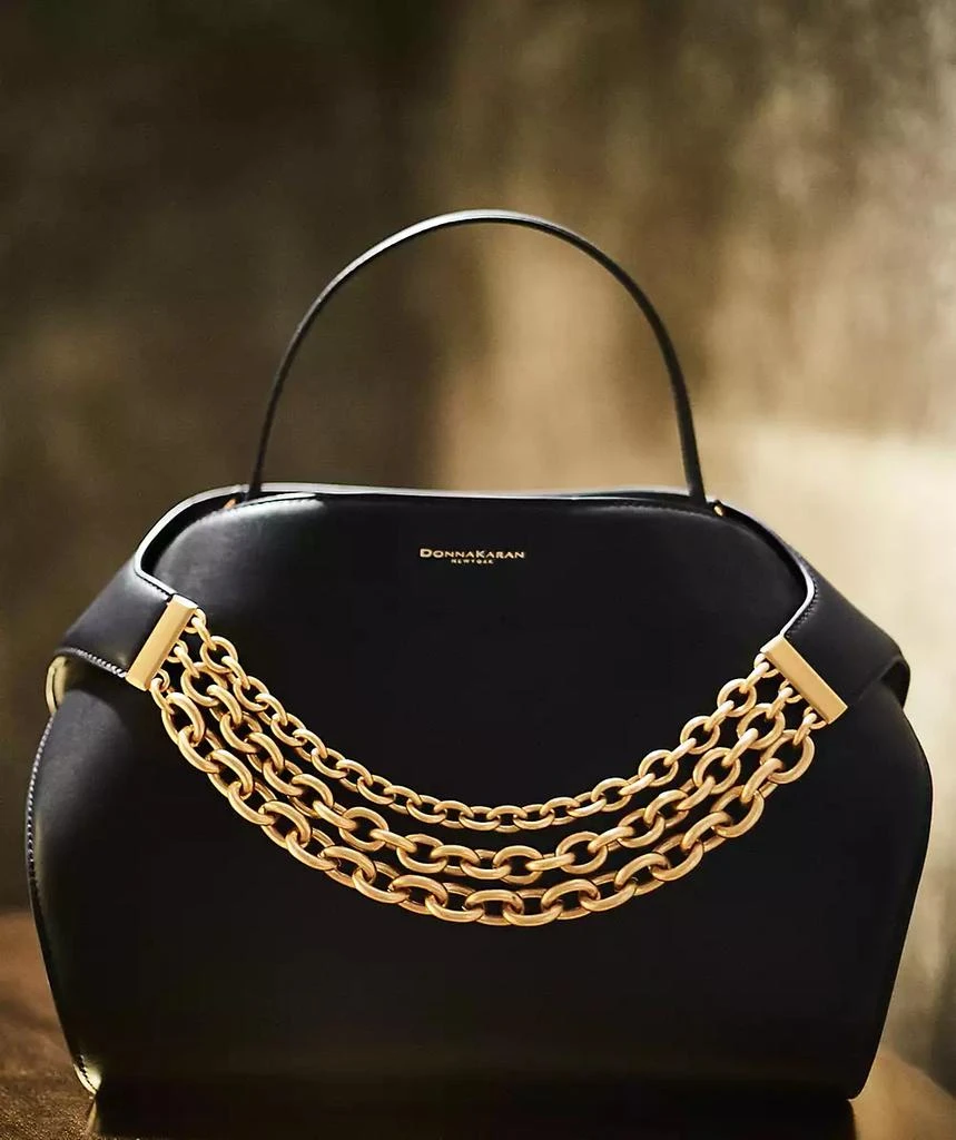Donna Karan Plandome Chain Top Handle Leather Satchel 6