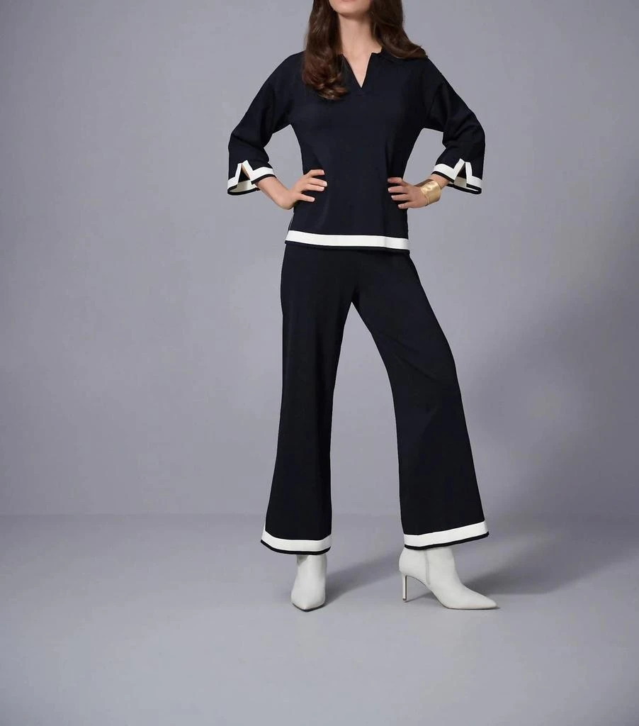 JOSEPH RIBKOFF Joseph Ribkoff - Color Block Knit Wide Leg Pants 4