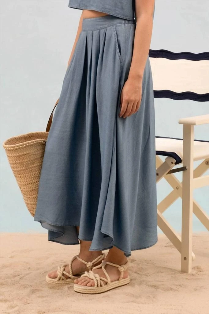 Blu Pepper Blu Pepper - Chambray Pleated Midi Skirt 2