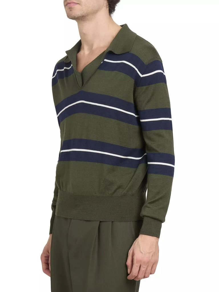 AMI Raye Striped Cotton Polo Sweater 4