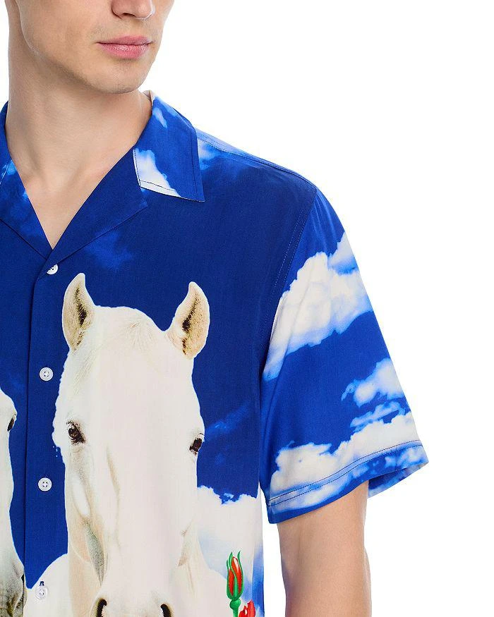 Pleasures White Horse Regular Fit Printed Camp Shirt 4