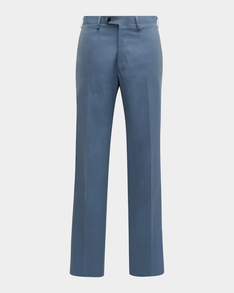 Kiton Men's Flat-Front Twill Pants 1